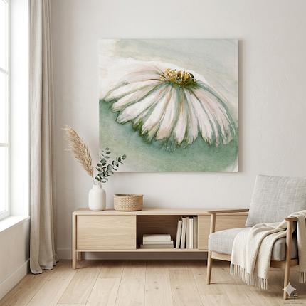 Daisy Days Botanical Canvas Art | Calm Floral Wall Art by Jane-Louise Creations