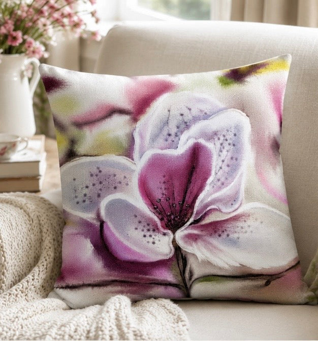 Velvet Bloom Linen Cushion | Botanical Floral Home Decor