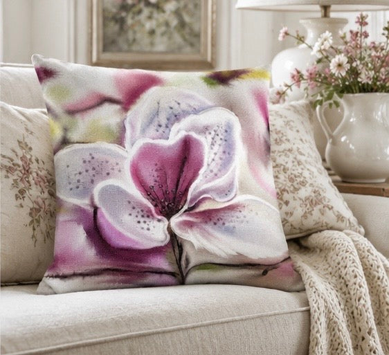 Velvet Bloom Linen Cushion | Botanical Floral Home Decor
