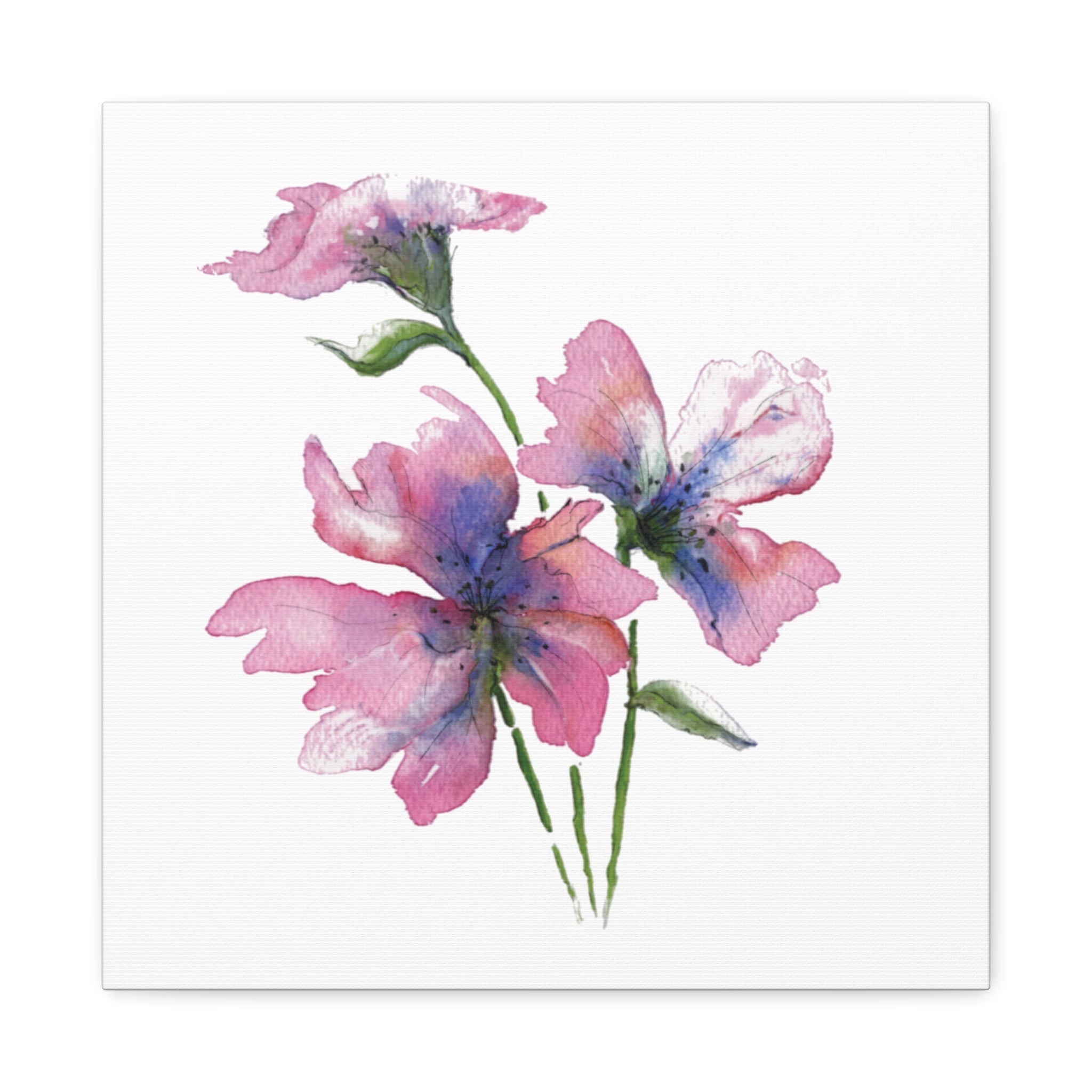 Close-up detail of A Gentle Bloom floral canvas showing soft painterly texture