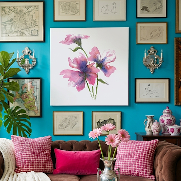 A Gentle Bloom Stretched Canvas Wall Art | Botanical Watercolour Artwork