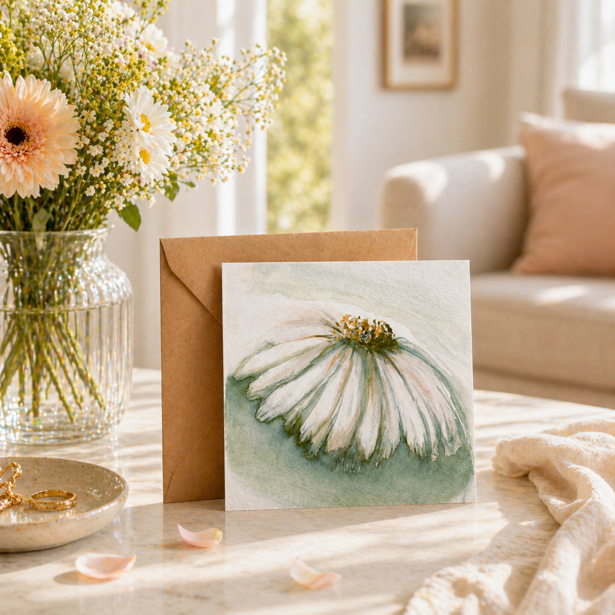 Daisy Day Floral Greeting Card | Watercolour Art Card