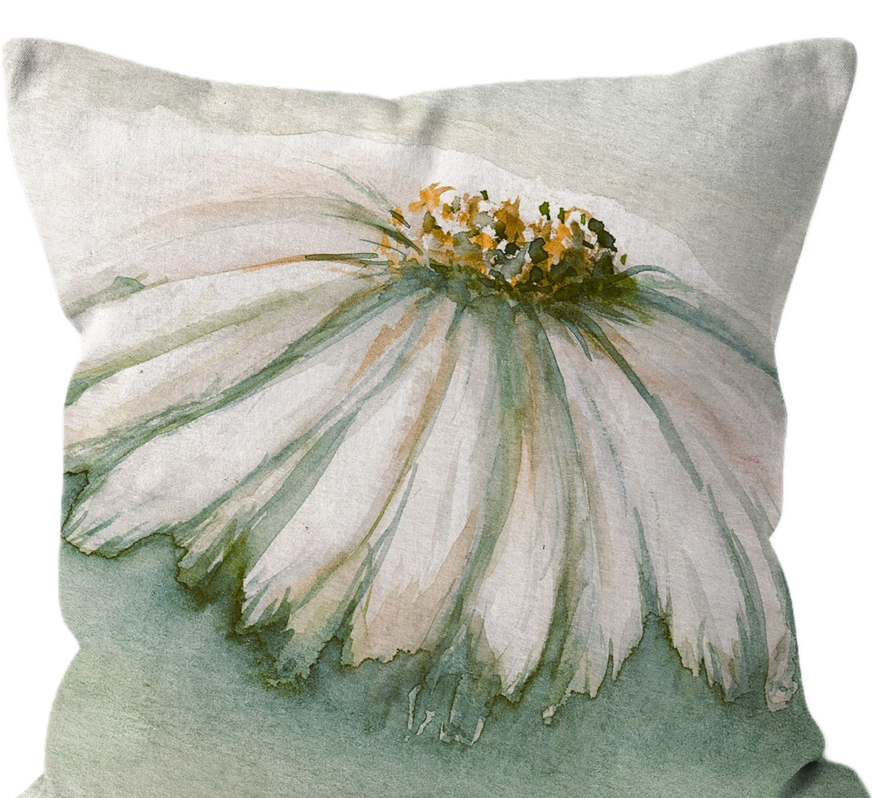 Decorative pillow with a floral design on a white background