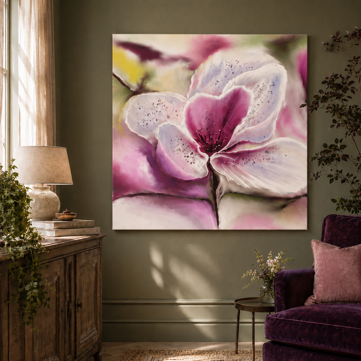 Pink floral orchid flower velvet bloom