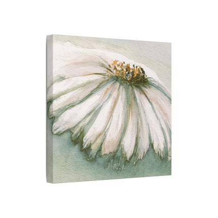 Canvas print of a white flower with green background