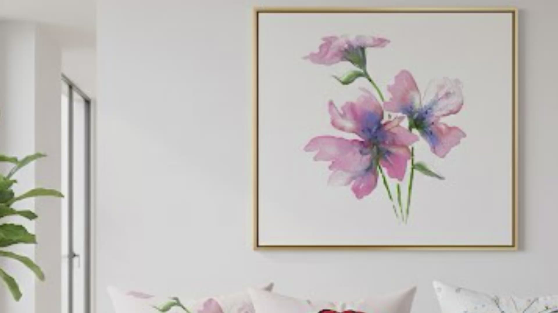 A Gentle Bloom Stretched Canvas Wall Art | Botanical Watercolour Artwork