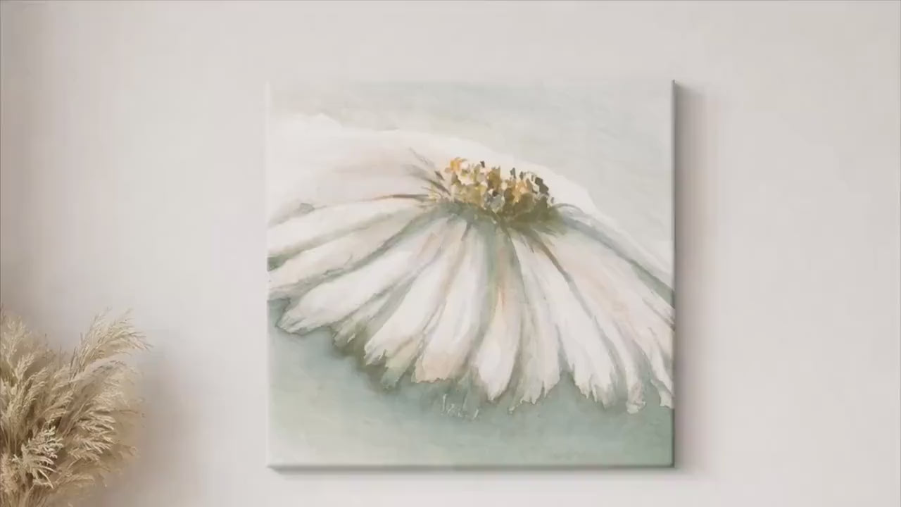 Daisy Floral Canvas Print | Botanical Watercolour Wall Art