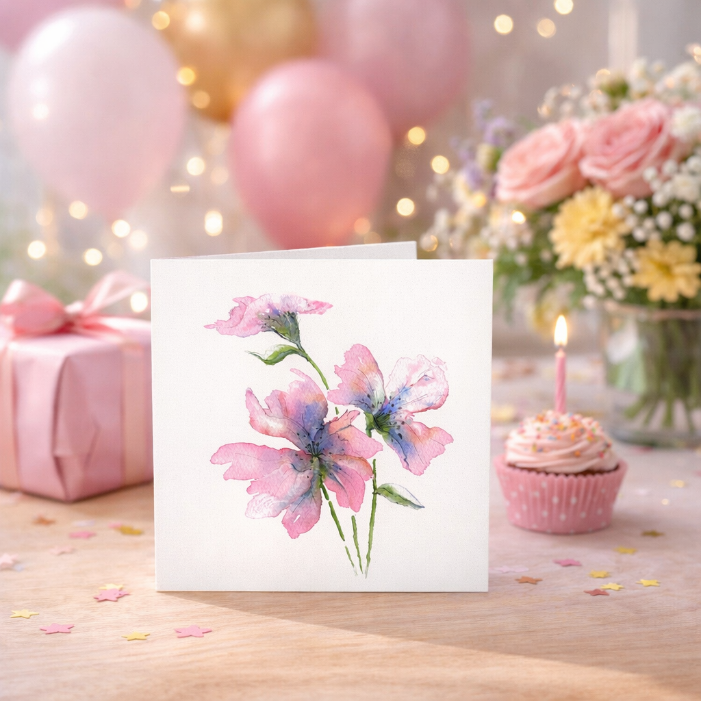 A Gentle Bloom Floral Greeting Card | Soft Nature Art Card