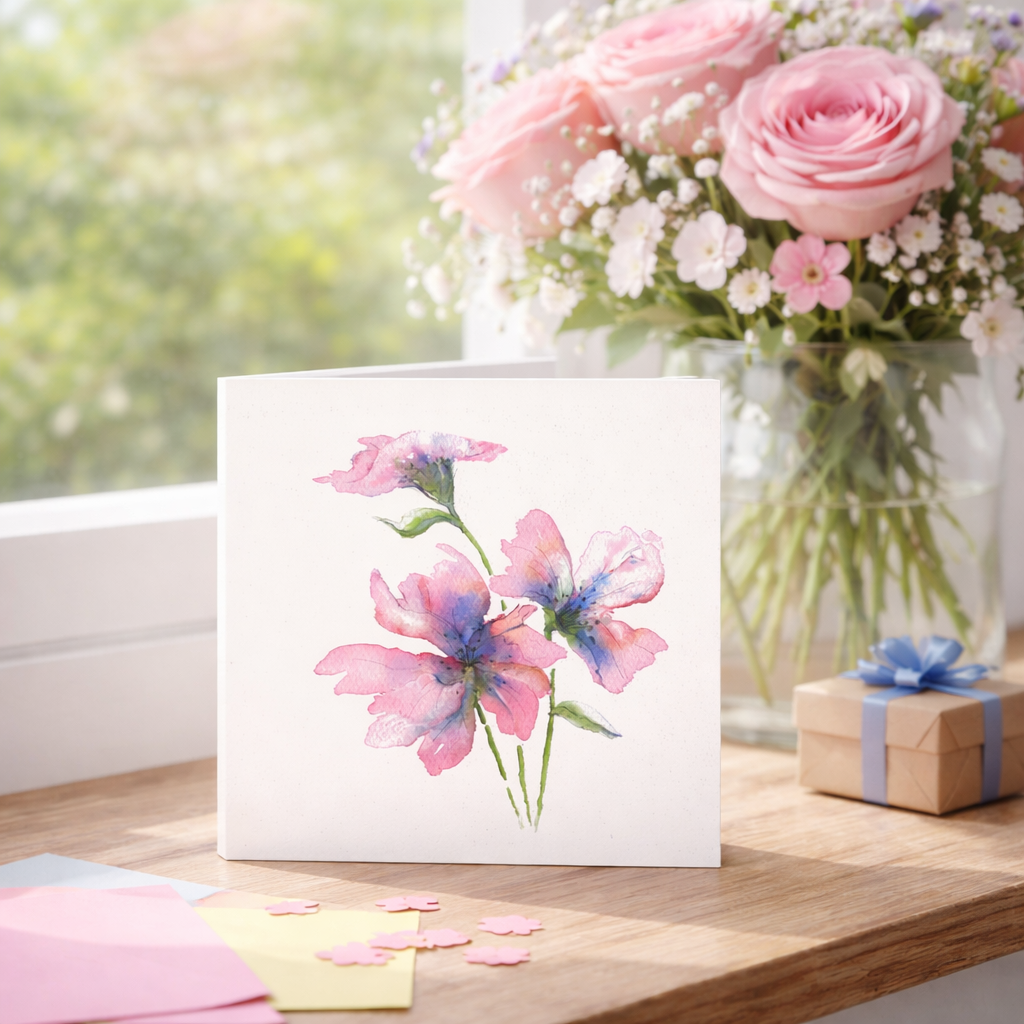 A Gentle Bloom Floral Greeting Card | Soft Nature Art Card
