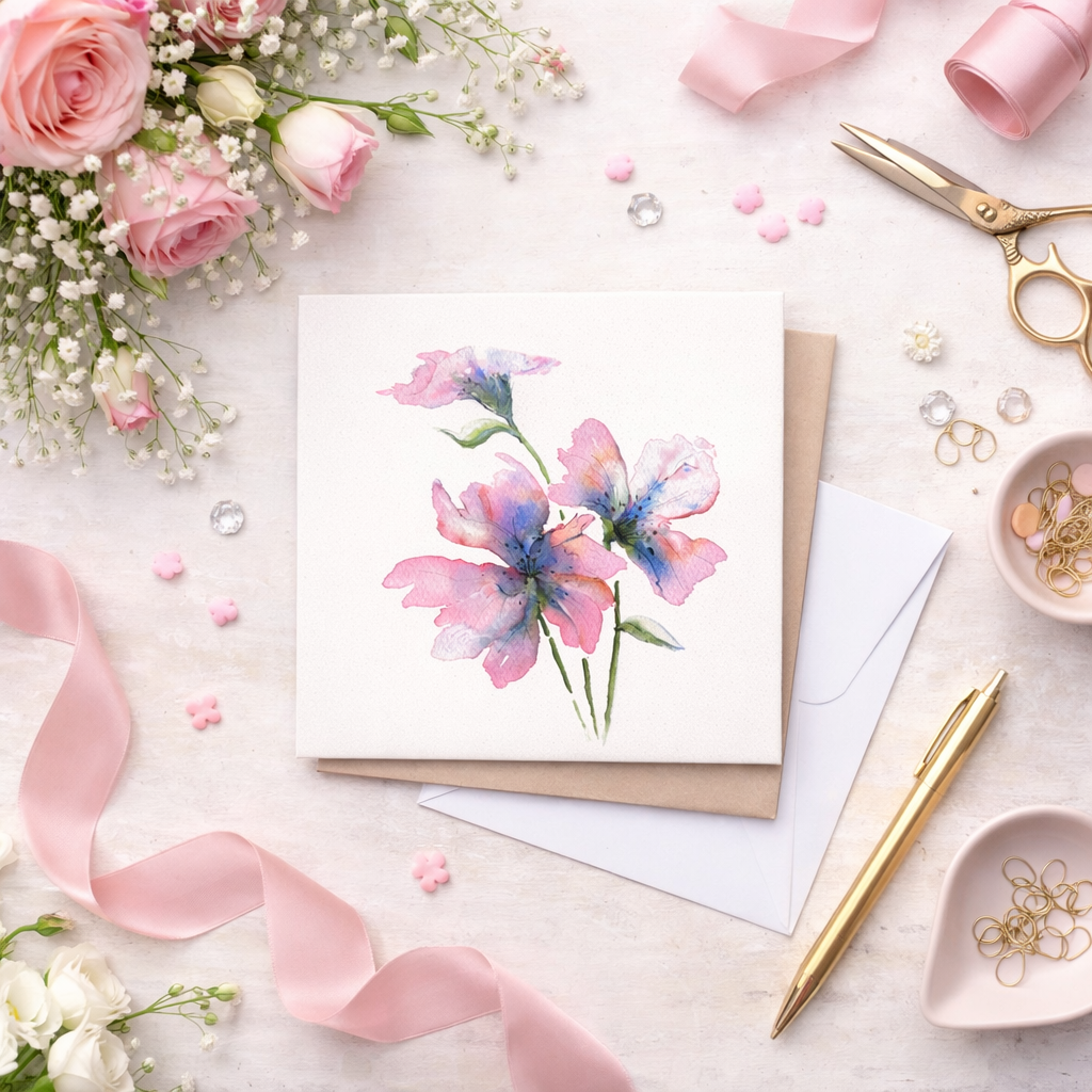 A Gentle Bloom Floral Greeting Card | Soft Nature Art Card